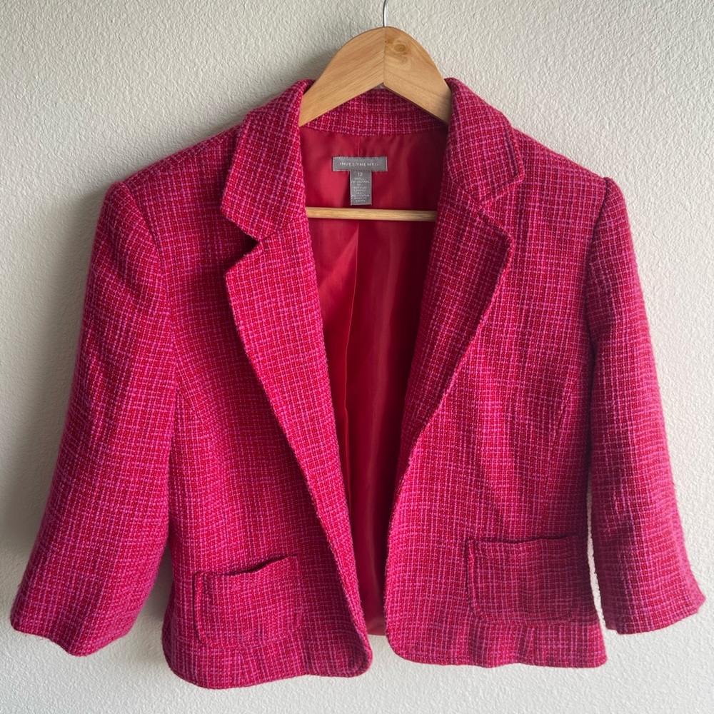 Investments Blazer Size 12 Tweed Pink Orange
